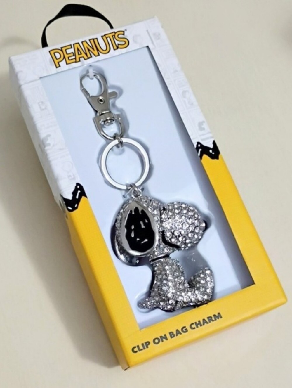 Peanuts Snoopy Pave 3D  Bling   Rhinestone Keychain Bag Charm